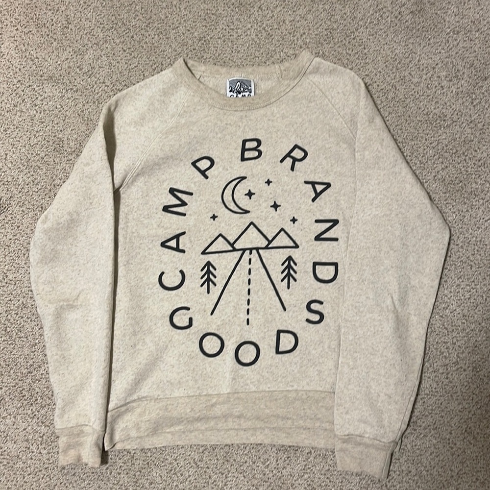 Camp brand cream crew neck sweater